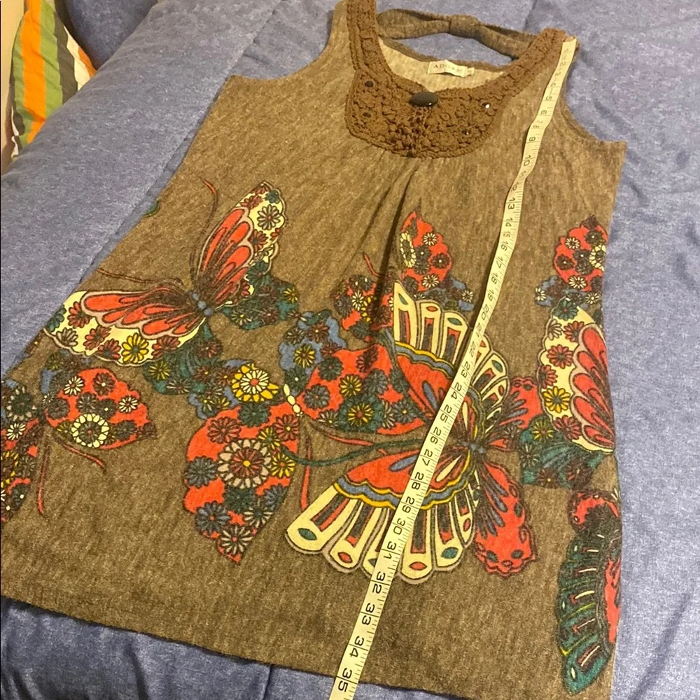 Adore Brown Dress with Colorful Butterfly Pattern - Picture 8 of 9